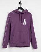 Asos Actual Oversized Hoodie With Logo Chest Print In Purple