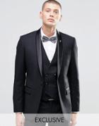 Farah Skinny Tuxedo Suit Jacket With Shawl Lapel - Black