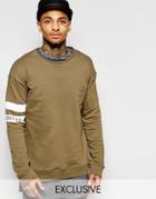 Underated Oversized Sweatshirt With Sleeve Taping - Khaki