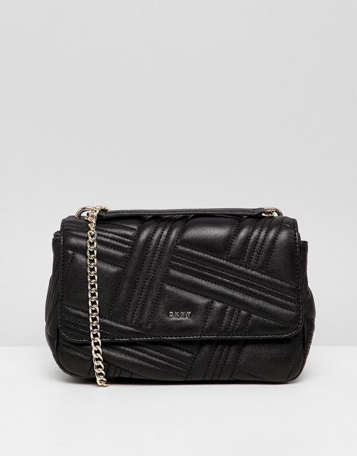 Dkny Allen Leather Quilted Shoulder Bag In Black - Black