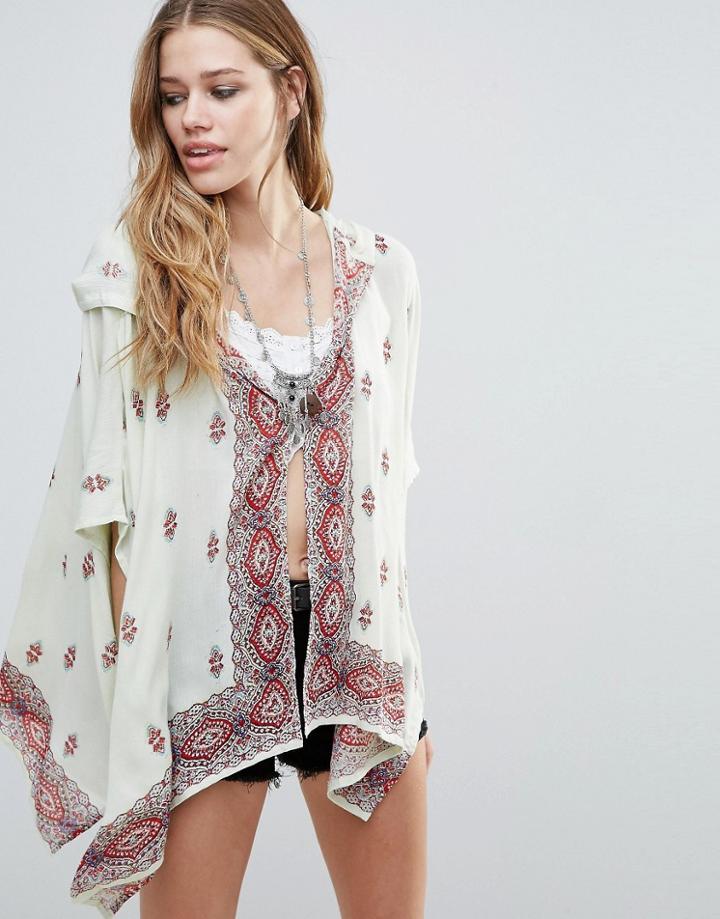 Raga Endless Love Patterned Hooded Kimono - White