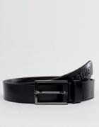 Hugo Gildo Smooth Reverse Logo Belt In Black - Black