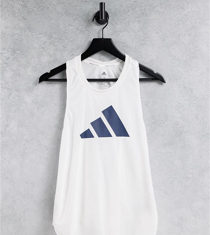 Adidas Training Plus 3 Bar Logo Tank In White