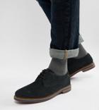 Base London Wide Fit Blake Derby Shoes In Navy Suede - Navy