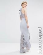 Jarlo Petite Halter Neck Maxi Dress With Lace Bodice - Gray