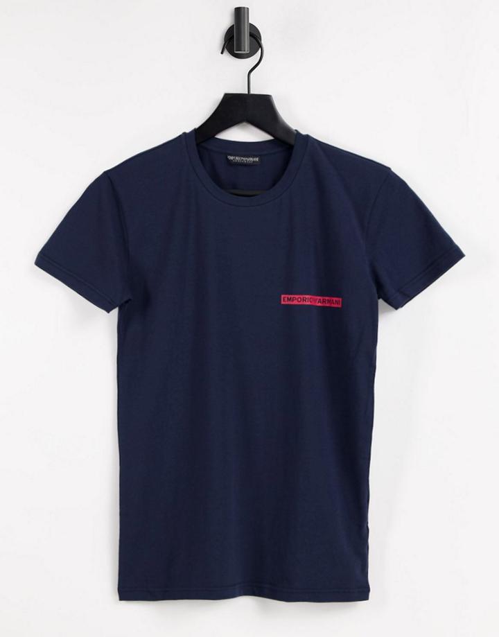 Emporio Armani Bodywear Printed Logo T-shirt In Navy
