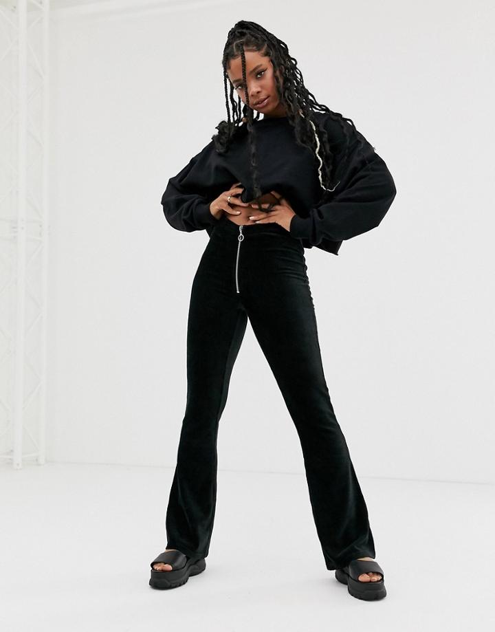 Noisy May Zip Detail Cord Flared Pants