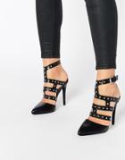Public Desire Louise Stud Heeled Shoes - Black Pu