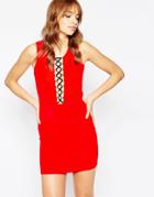 Wyldr Chicago Dress With Lace Up Front - Red