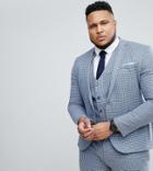 Asos Plus Wedding Super Skinny Suit Jacket In Mini Check - Blue
