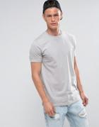Asos Longline T-shirt With Crew Neck In Gray - Gray