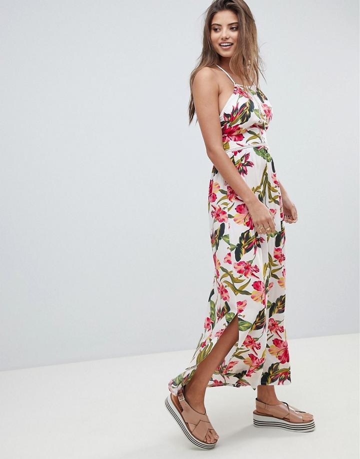 Prettylittlething Square Neck Floral Maxi Dress - White