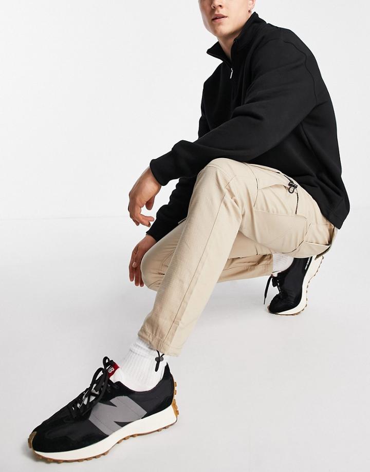 Topman Skinny Side Pocket Cargo Pants In Stone-neutral
