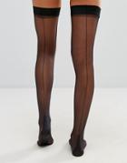 Jonathan Aston Backseam And Heel Hold Ups In Natural And Black - Black
