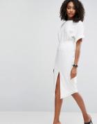 Asos Wiggle Dress With Split Front - White