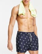 New Look Swim Shorts With Pineapple Print In Navy