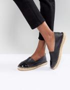 Pieces Leather Espadrilles - Black