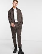 Asos Design Tapered Smart Pants In Charcoal Pinstripe-brown