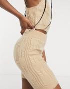 Asos Design Mix & Match Lounge Knitted Cable Knit Legging Short In Beige-neutral