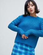 River Island Textured Sweater In Blue