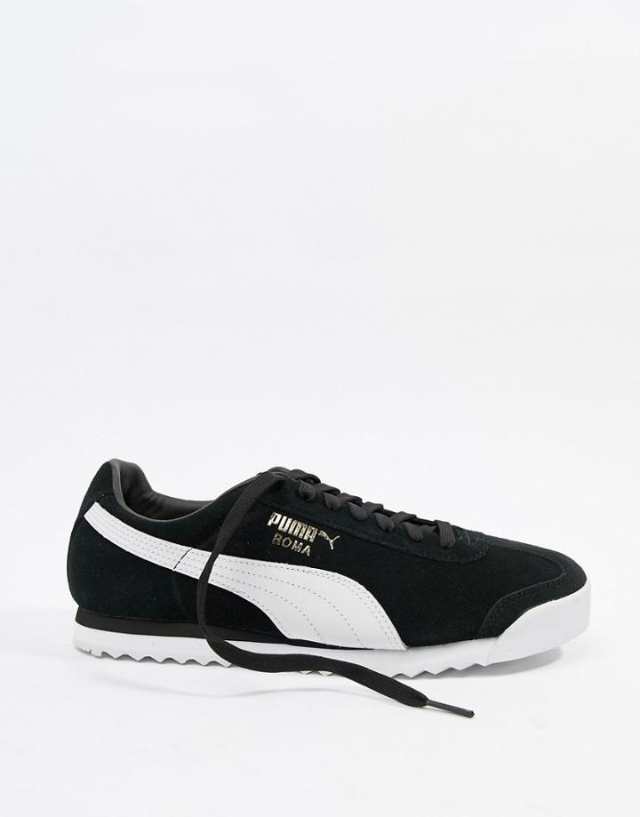 Puma Roma Suede Sneakers In Black