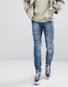 Sixth June Extreme Ripped Skinny Jeans - Blue