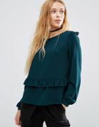 Brave Soul Blouse With Frill Details - Green