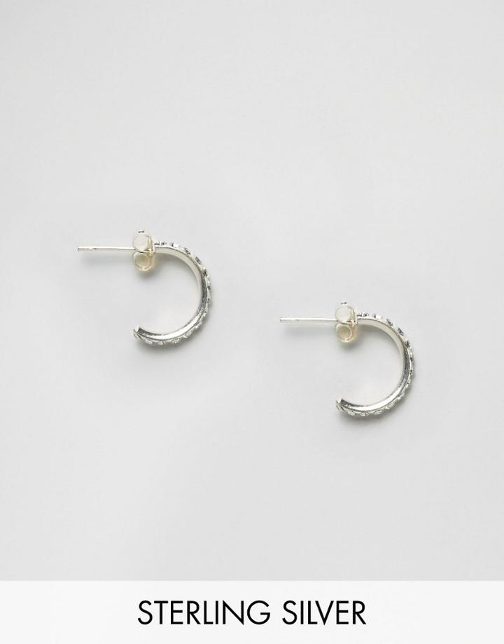 Kingsley Ryan Sterling Silver Stone Hoop Earrings - Silver