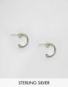 Kingsley Ryan Sterling Silver Stone Hoop Earrings - Silver