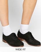 Asos Melanie Wide Fit Leather Flat Shoes - Black