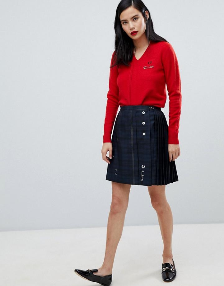 Fred Perry X Le Kilt Tonal Plaid Skirt - Black