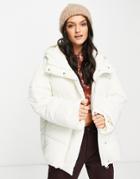 Monki Recycled Polyester Hooded Padded Jacket In Off White