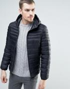 Celio Quilted Jacket With Hood - Black