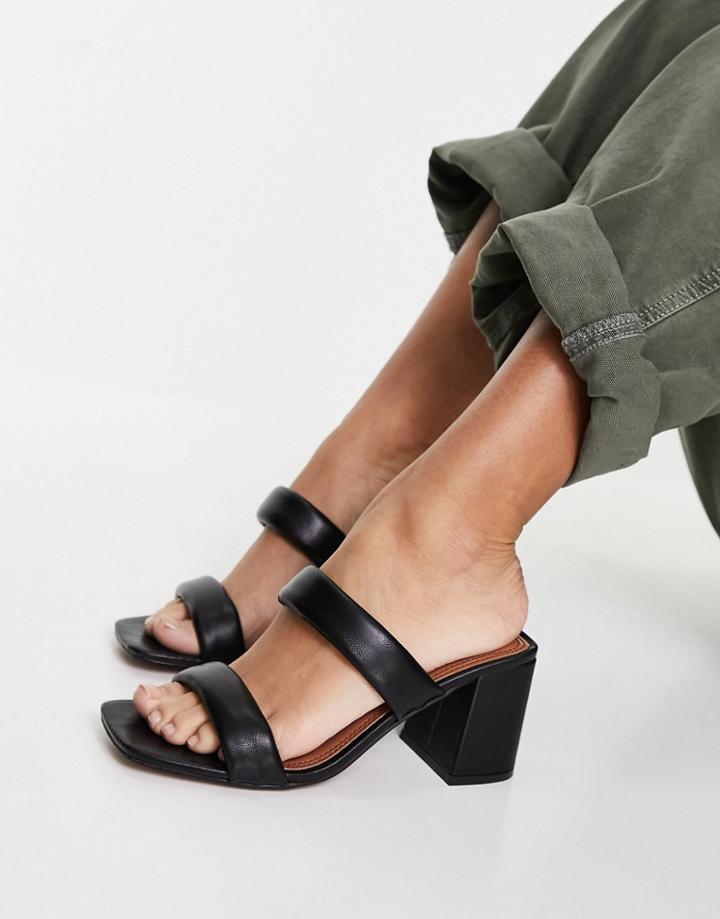 Asos Design Hyatt Padded Mid Heel Mules In Black