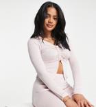 Missguided Slinky Shirt With Ruched Front In Pink - Part Of A Set-purple