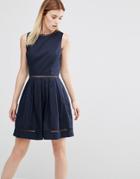 Ax Paris Skater Dress With Inserts - Navy