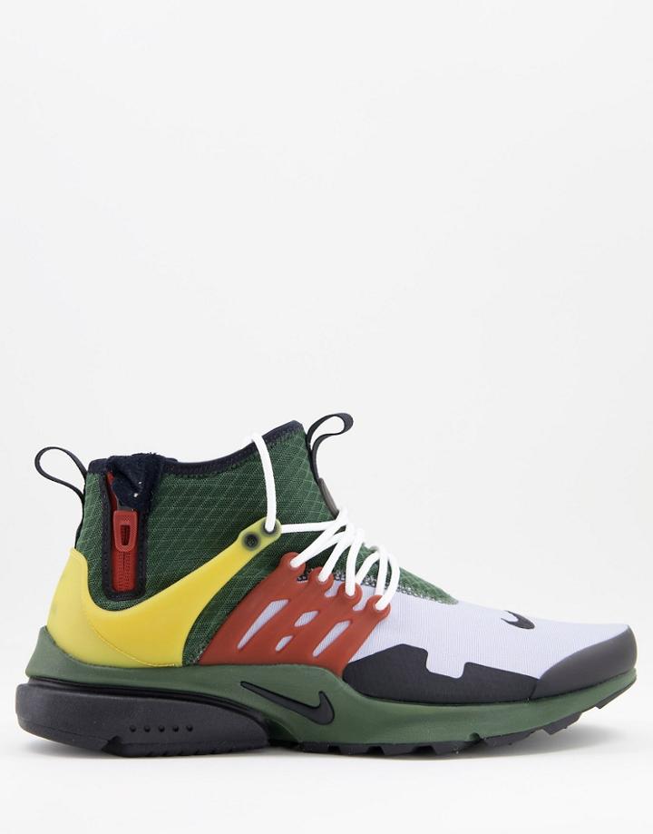 Nike Air Presto Mid Utility Sneakers In Carbon Green/multi