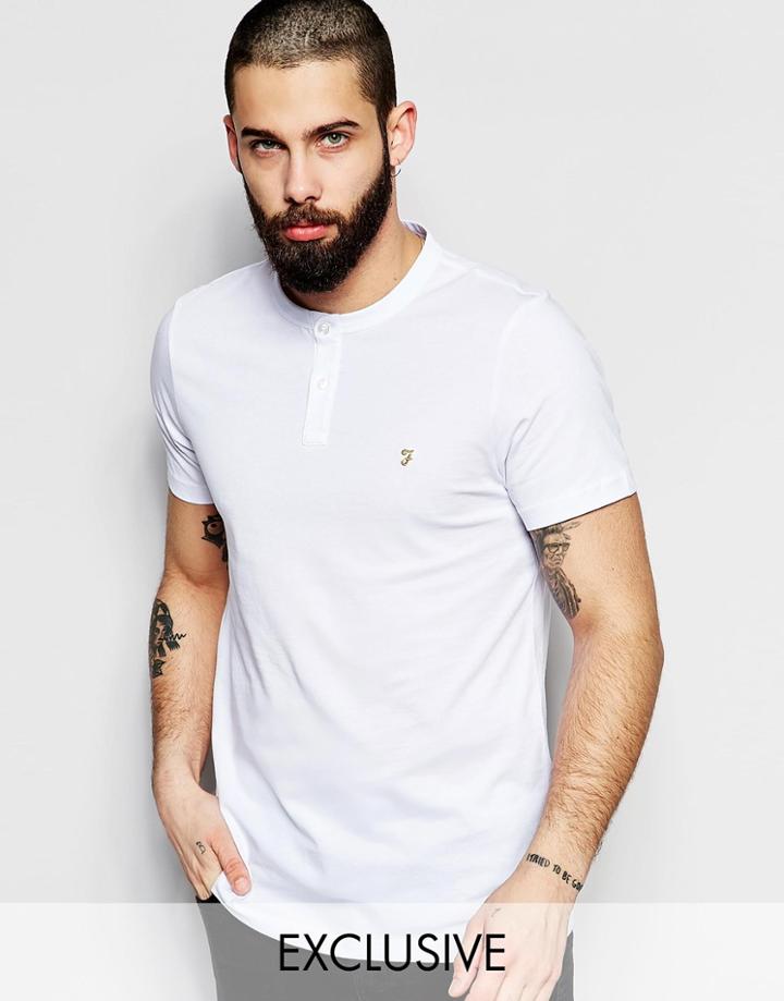 Farah T-shirt With Henley Neck Slim Fit Exclusive - White
