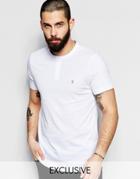 Farah T-shirt With Henley Neck Slim Fit Exclusive - White