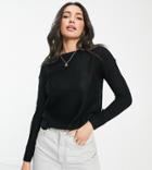 Brave Soul Tall Grunge Crew Neck Sweater-black