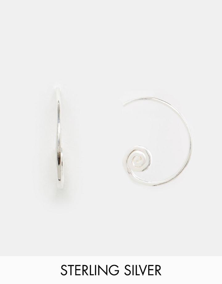 Asos Sterling Silver Snail Through Earrings - Silver