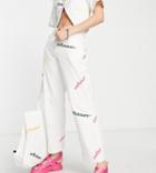 Collusion 90s Straight Leg Pants With Branded Embroidery In White - Part Of A Set