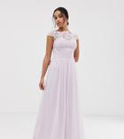 Chi Chi London Petite Lace Maxi Dress With Cap Sleeve In Pink - Pink