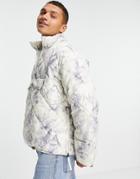 Topman Recycled Quilted Funnel Neck Jacket In Print Design-grey