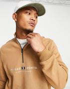 Parlez Byera Half-zip Sweat In Brown