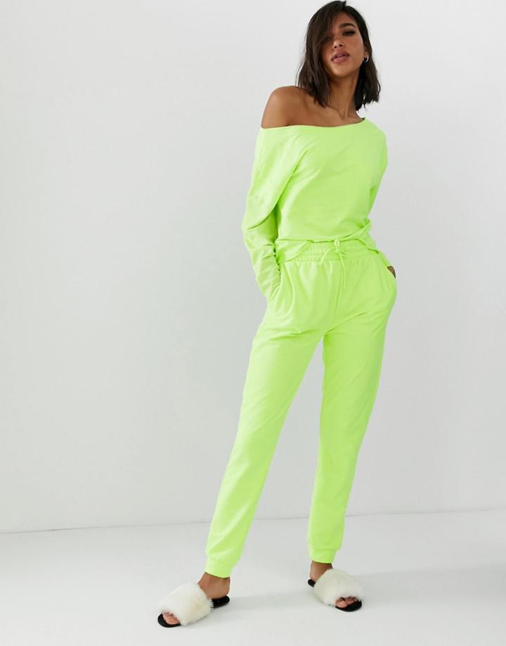 Asos Design Lounge Neon Legging Jogger-green