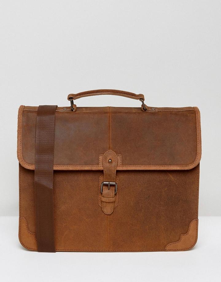 Asos Satchel In Tan Leather - Tan