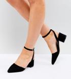 Truffle Collection Wide Fit Tie Up Kitten Heel Shoe - Black