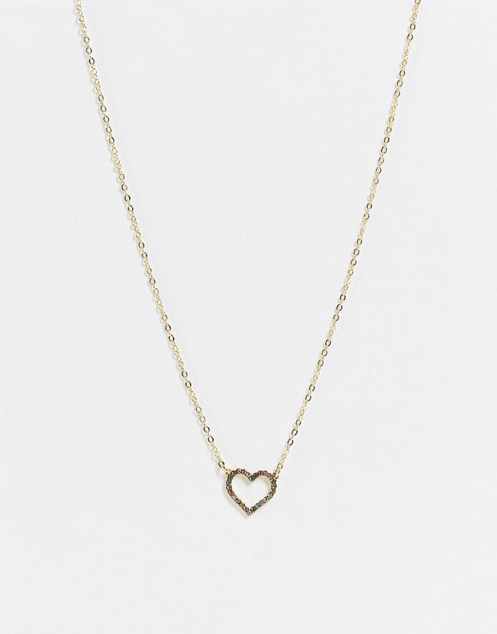 Ted Baker Lendra Crystal Heart Pendant Necklace In Rainbow And Gold