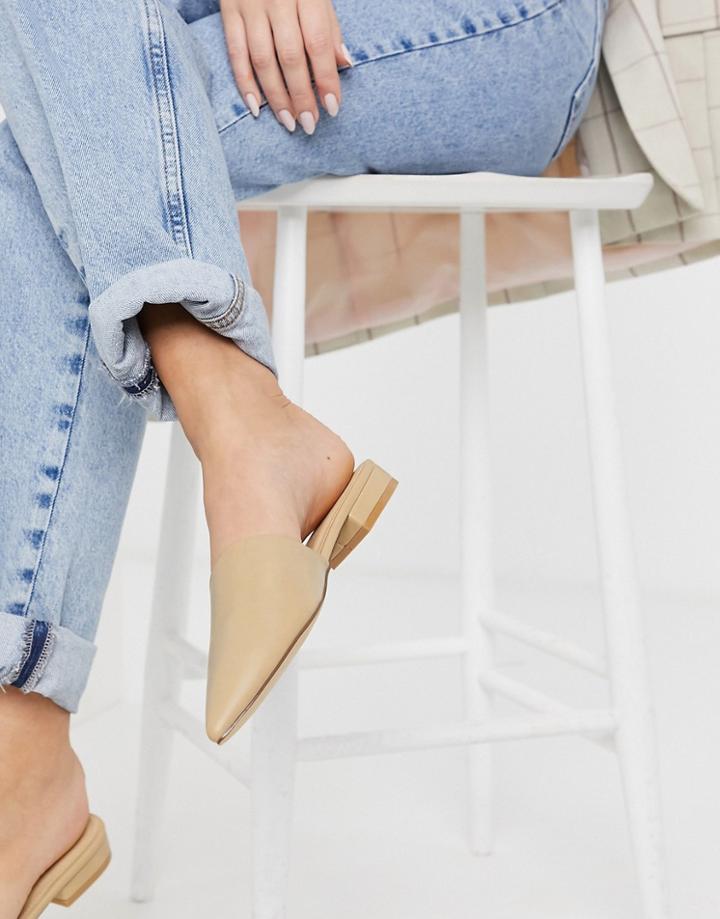 Truffle Collection Pointed Mules In Beige-neutral